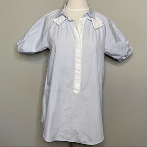 Sibel Saral Blue and White Puff Sleeve Tunic Blouse, size XS